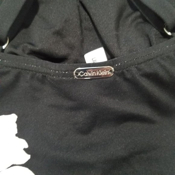 Calvin Klein Floral Printed High-Neck Cross-Back Tankini Top Size XS - Picture 7 of 13